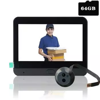 Умный 3-мегапиксельный HD цифровой глазок дверной камеры Беспроводной WiFi Инфракрасный ИК PIR датчик движения Цифровой просмотрщик Дверной звонок 300PD чёрный