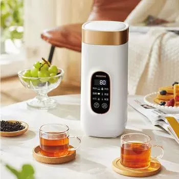 Умный электрический чайник 400 Вт, портативный дорожный горшок с кипяченой водой, нагревательная чашка, 4 шестерни, регулировка чайника, чайник для кофе, молока, сохраняющая тепло, чашка 650 мл UK белый