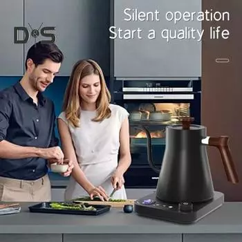 Умный электрический чайник с функцией памяти, конструкция «гусиная шея», автоматическое отключение, контроль температуры в реальном времени, бойлер для горячей воды, котел для быстрого нагрева US Plug чёрный