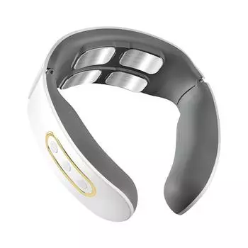 Умный электрический импульсный массажер для шеи и плеч, беспроводной тепловой массажер для шейного позвонка, расслабляющий обезболивающий массажный аппарат English белый