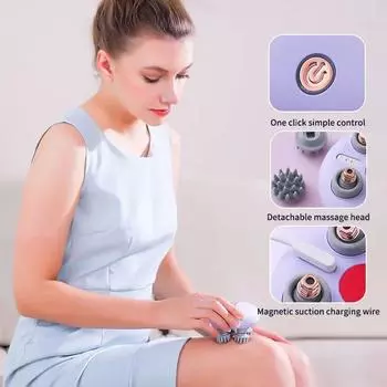 Умный электрический массажер для головы Macaron, расслабляющий массажер для плеч, шеи, глубоких тканей, красный свет, массаж головы, тела, вибрирующее устройство для разминания фиолетовый