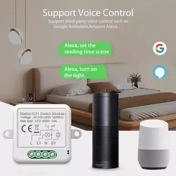 Умный Apple Homekit Matter WiFi Swtich Module DIY Bulb Circuit Breaker App Control Voice Assistant через Siri Google Home Alexa 1 CH