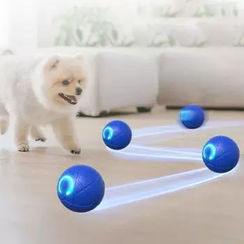 Умный автоматический катящийся мяч, устойчивый к укусам, электрический мяч для кошек, дрессировочный мяч для кошек синий