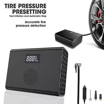 Умный автомобильный воздушный насос DC 12 В электрический воздушный компрессор цифровой дисплей давления портативный насос для шин для автомобиля велосипеда мотоцикла Battery Powered чёрный