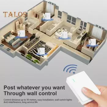 Умный беспроводной контроллер освещения с дистанционным управлением, не требующий проводов, универсальный, простой в установке выключатель света с кнопкой толкателя A