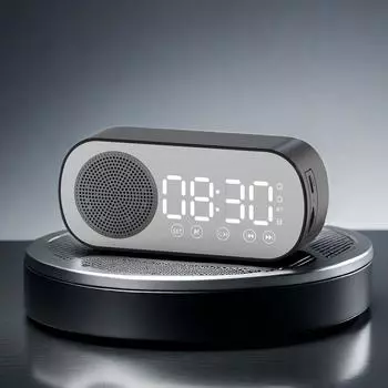 Умный Bluetooth-динамик с будильником, двойной будильник, FM-радио, сенсорная кнопка для рабочего стола, дома, для установки на транспортном средстве серый