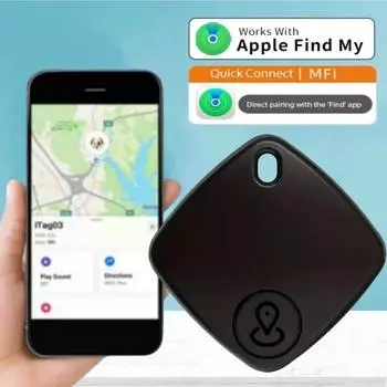 Умный Bluetooth GPS-трекер, работающий с приложением Find My, устройство для напоминания о потере, беспроводной локатор с рейтингом MFI, локатор ключей от машины, домашних животных и детей Other чёрный