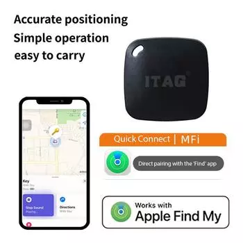 Умный Bluetooth GPS-трекер с функцией Find My APP, напоминанием о потере телефона, локатор ITag, локатор с рейтингом MFI, искатель ключей для домашних животных чёрный