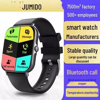 Умный браслет Jumeidai F15S: Звонки по Bluetooth, шагомер, мониторинг сердечного ритма и уровня кислорода в крови, экран 1,75 , воспроизведение музыки. чёрный