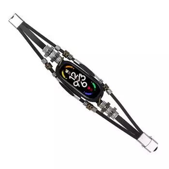 Умный браслет-ремешок, винтажный кожаный металлический силиконовый защитный ремешок для браслета для Mi Band 7