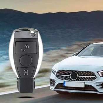 Умный брелок с 2 кнопками, чехол для дистанционного ключа с серебристой кромкой серебряный/чёрный
