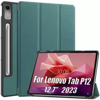 Умный чехол для Lenovo Tab P12 12,7 2023 легкий тройной чехол с подставкой автоматический выход из спящего режима из искусственной кожи для планшета Lenovo Tab P12 Lenovo P12 (12.7) красный