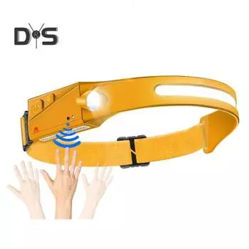 Умный датчик движения, 6 режимов, регулируемый, IPX4, водонепроницаемый, USB, перезаряжаемый, легкий, для кемпинга, ночного бега, рыбалки, светодиодный налобный фонарь чёрный