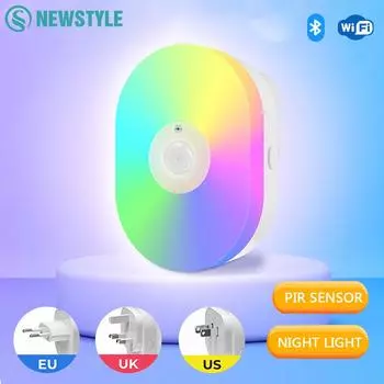 Умный датчик движения Wi-Fi Tuya Night Light APP Control Color Changeing Timing Atmosphere Wall Lamp For Bedroom