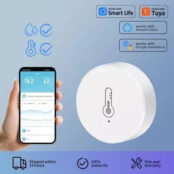 Умный датчик температуры и влажности Tuya ZigBee Mini, датчик влажности в помещении, работает с голосовым управлением через приложение Alexa Google Home белый
