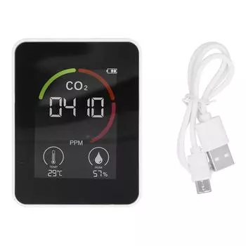 Умный детектор углекислого газа USB-зарядка Инфракрасный датчик температуры и влажности воздуха Монитор качества Черный белый