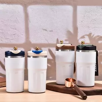 Умный дисплей температуры, кофейная чашка, вакуумная чашка из нержавеющей стали 316, стакан, женская красивая портативная кружка для воды 500ml regular style белый