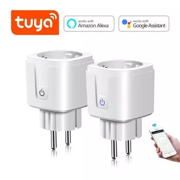 Умный дом Tuya Smart Life Smart Socket EU Plug Network Wi-Fi Розетка Использование голосового управления Работа с Google Home Alexa EU Standard