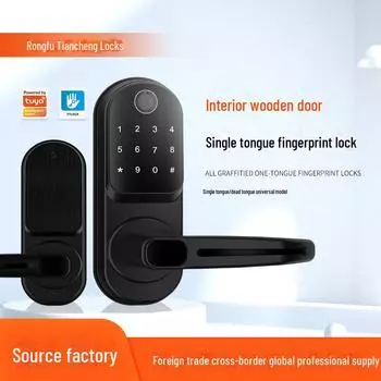 Умный дверной замок с одним язычком и отпечатком пальца для деревянных дверей с защитой от карт и граффити. S829 Fingerprint чёрный