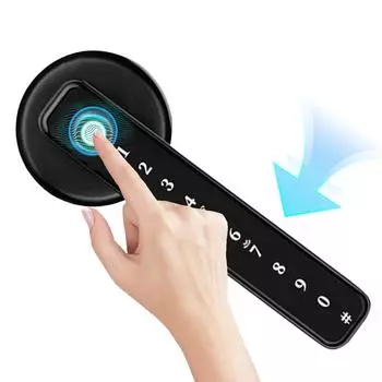 Умный дверной замок с отпечатком пальца для Tuya Bluetooth, черный биометрический дверной замок с ручкой, пароль, бесключевая дверная фурнитура чёрный