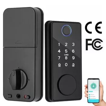 Умный дверной замок Tuya для внутренних деревянных дверей с доступом по карте, отпечатку пальца и паролю Standard version/stand-alone version