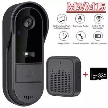 Умный дверной звонок, дверная камера, беспроводной интеллектуальный видеозвонок, камера визуального домофона, ночное видение для домашнего офиса, квартиры