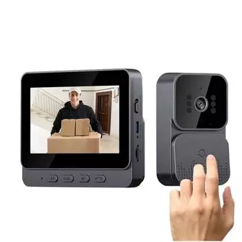 Умный дверной звонок M10 WiFi?Дверной звонок с камерой, 2-сторонней аудио-видео связью и экраном 4,3 дюйма, беспроводной дверной звонок 2.4G чёрный