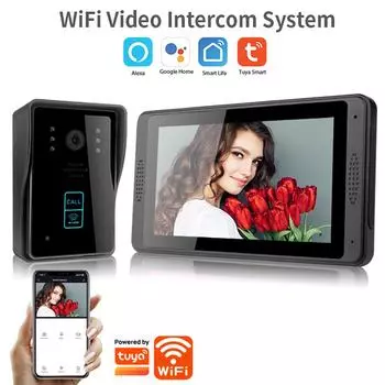 Умный дверной звонок Wi-Fi, видеодомофон, дверной звонок с камерой, видеодверной звонок, поддержка 7-дюймового ЖК-экрана EU PLUG чёрный