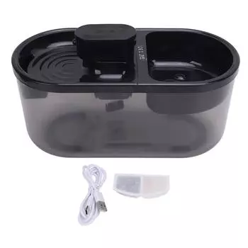 Умный фонтан для кошек, бесшумный, перезаряжаемый, автоматический диспенсер для воды для домашних животных, черный чёрный