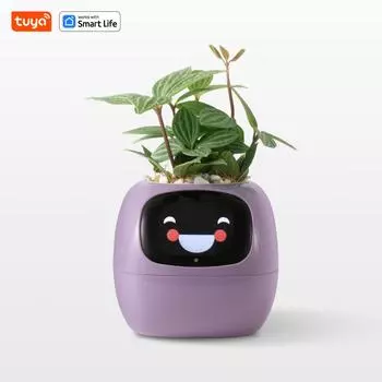 Умный горшок Purple Tuya Ivy, бесконечное веселье. Более 49 насыщенных выражений, 7 интеллектуальных датчиков и чипы искусственного интеллекта делают выращивание растений простым и увлекательным