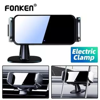 Умный индукционный держатель FONKEN для телефона, электрический держатель, автомобильный воздуховыпускной клапан, приборная панель, мобильный телефон, навигация, автомобильный держатель для телефона Air outlet clip чёрный