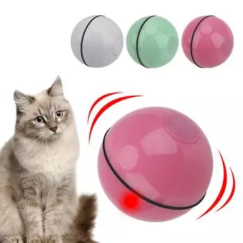Умный интерактивный катящийся мячик, игрушки для кошек, USB, электрические игрушки для домашних животных, светодиодный катящийся мигающий мяч, автоматическая вращающаяся игрушка для кошек и собак белый