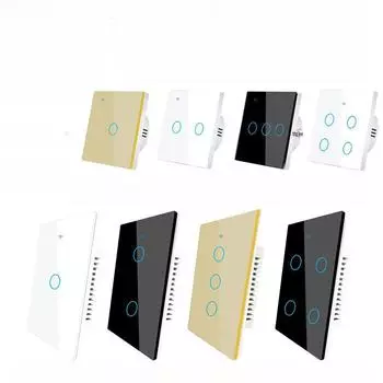 Умный коммутатор WiFi Tuya: Универсальный сенсорный таймер — стандарты США, ЕС, Великобритании (Одиночный и нулевой огонь) 86 type single zero fire universal version 1 way чёрный