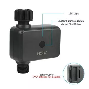 Умный контроллер полива сада Alexa Bluetooth на батарейках электронный автоматический полив таймер полива для сада и двора чёрный