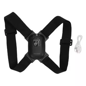 Умный корректор осанки с цифровым экраном, напоминанием о вибрации, регулируемый, антигорбный, интеллектуальный чёрный
