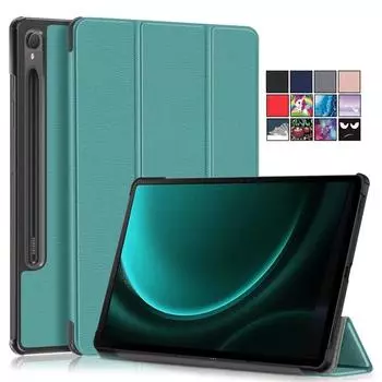 Умный кожаный чехол для Samsung Galaxy Tab S9 FE S9FE 2023, чехол 10,9 дюймов, складная подставка, магнитный чехол для планшета Samsung Tab S9 FE, защитный чехол For Tab S9 FE 10.9 чёрный