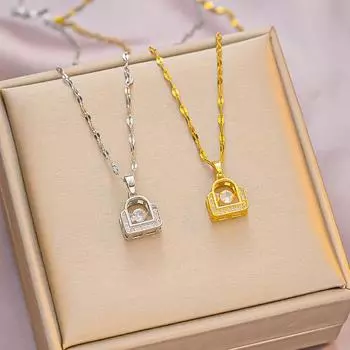 Умный кулон из циркония, титановое стальное ожерелье, женская цепочка на ключицу из настоящего золота с гальваническим покрытием, не выцветающая