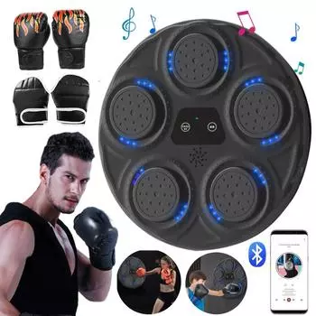 Умный музыкальный боксерский автомат со светодиодной подсветкой, настенный подвесной мешок с песком для песка, настенная мишень для детей, спортивное оборудование для домашних упражнений Without boxing gloves чёрный
