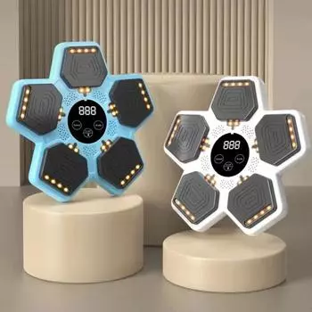 Умный музыкальный боксерский автомат со светодиодной подсветкой, мешок с песком, расслабляющая тренировка, настенная мишень для бокса, спортивная реакция для детей и взрослых CHINA белый