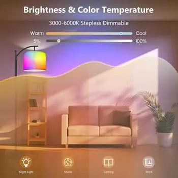 Умный напольный светильник WiFi LED современный RGB регулируемый пульт дистанционного управления с регулировкой яркости высокая лампа для чтения вращающийся абажур стоячий светильник