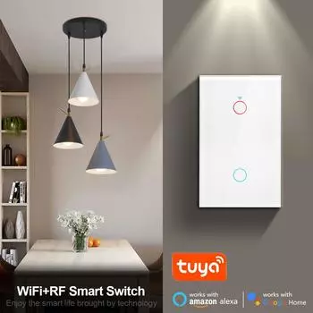 Умный переключатель Wi-Fi 1, 2, 3, умный дом Gang Tuya, работает с Alexa Google Home, голосовое управление, сенсорные переключатели для умного дома, Wi-Fi, нужна нейтральность 1-Gang