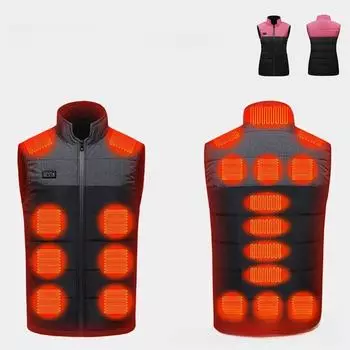 Умный подогреваемый жилет унисекс с цветовым сочетанием и 21-зонным контролем постоянной температуры 5XL чёрный/серый