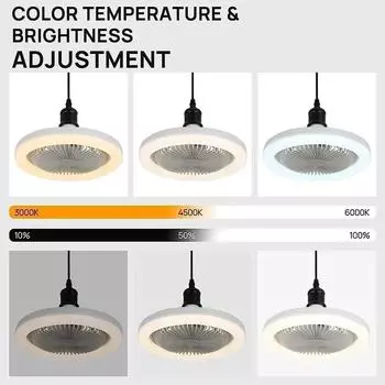 Умный потолочный вентилятор 3 в 1 с пультом дистанционного управления, осветительная лампа с цоколем E27, осветительная база для спальни и гостиной 30W белый