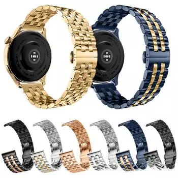 Умный ремешок из нержавеющей стали для Samsung Watch, Huawei GT3 и Apple Watch — дизайн с пятью бусинами. Samsung Huawei 18mm [no arc] серебряный