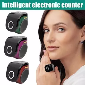 Умный счетчик пальцев с сенсорным экраном Мини цифровой счетчик пальцев Тасбих счетчик молитв Перезаряжаемое кольцо для счетчика молитв зелёный