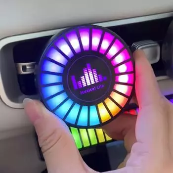 Умный светодиодный автомобильный освежитель воздуха с синхронизацией с музыкой - RGB-подсветка, управление через приложение, натуральный аромат, 256 цветов A1-B, No APP разноцветный