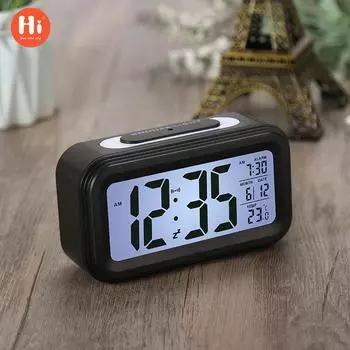 Умный светодиодный цифровой будильник с большим экраном, температурная версия электронных часов, креативный ленивый повтор умных часов в подарок белый