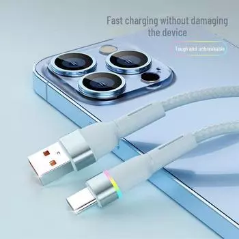 Умный светодиодный кабель для быстрой зарядки и передачи данных для устройств Android, Apple, Type-C Android 1 meter фиолетовый