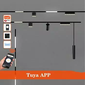 Умный светодиодный магнитный трековый светильник с регулируемой яркостью 48 В, подвесной точечный светильник, магнит, гибкая рейка для крепления, современный сменный дизайн, тип системы Bluetooth and Zigbee