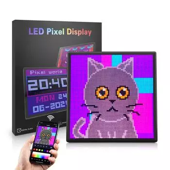 Умный светодиодный пиксельный дисплейный модуль, программируемое приложение для управления, сделай сам, аниме, забавный текст, цифровые игровые часы для настольной стены, декор игровой комнаты 16*16